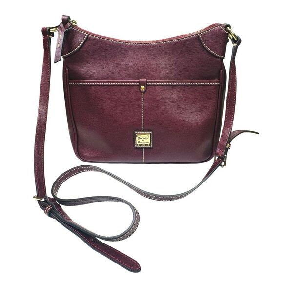 Dooney & Bourke Saffiano Kimberly Crossbody - Wine - 7.5” x 3.5” x 9” - Picture 1 of 11